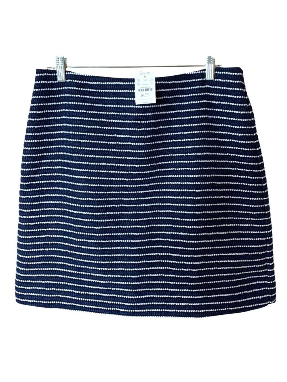NWT J.Crew Facotry 12 Navy White Stripe Textured Tweed Mini Skirt Preppy Coastal